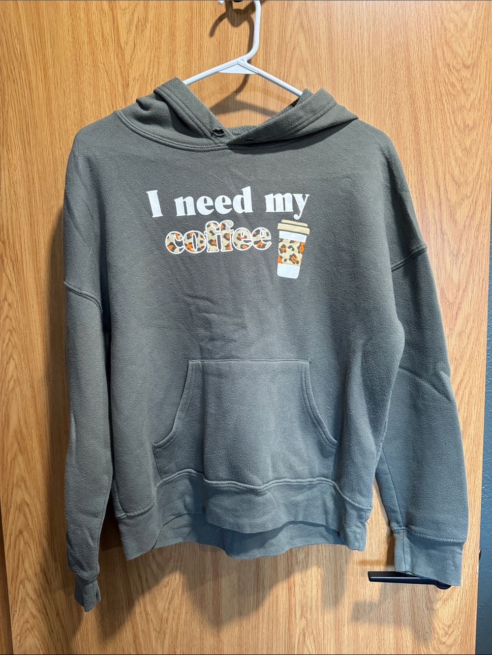 Bella Canvas Olive Green "I Need My Coffee" Hoodie